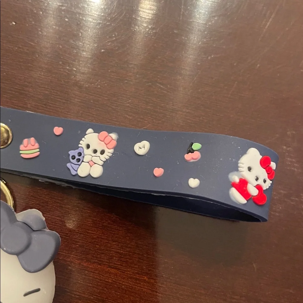Hello Kitty Keychain with Navy Accents new
